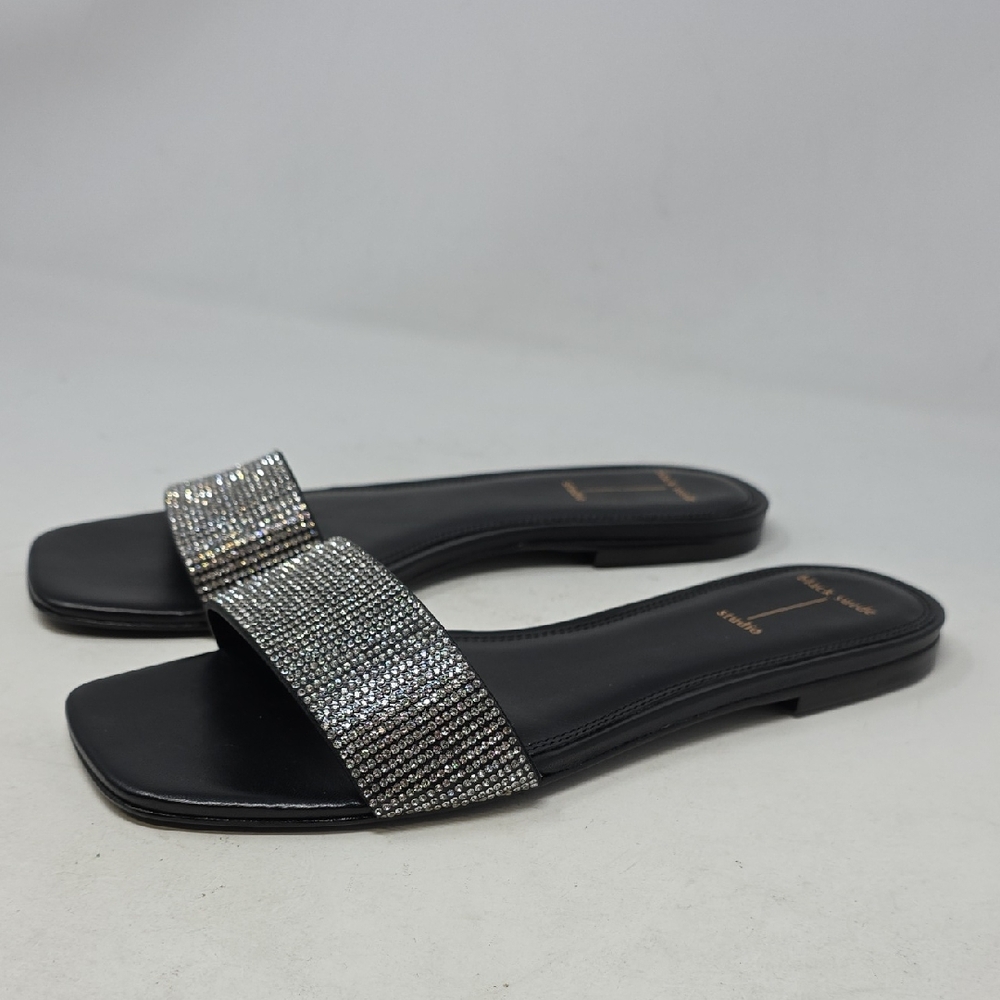 Black Suede Studio Elegant Black and Silver Women's Sandals Size 10